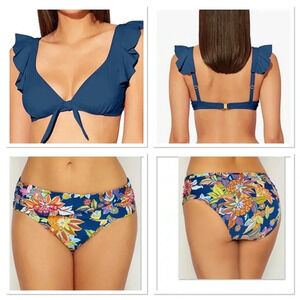 Bleu Rod Beattie Rufflicious Underwire Bikini Top Size 8 Bottom Size 6